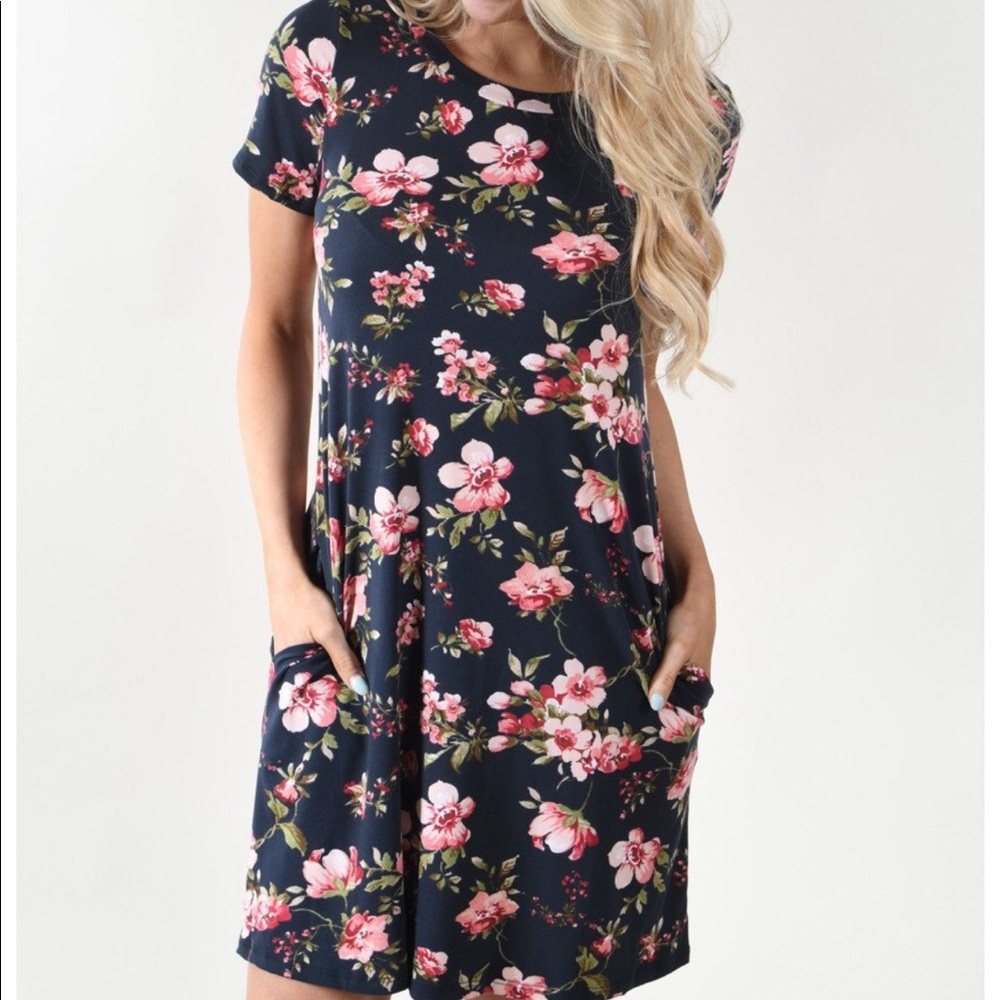 Navy Flowered dress size medium